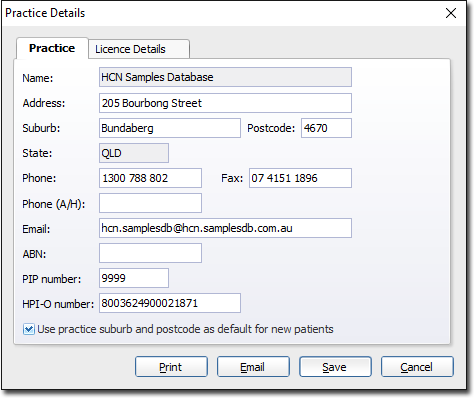 Practice details Panel